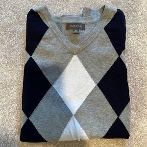 Merona V neck Argyle Vest Grey-Blue-White (Medium)